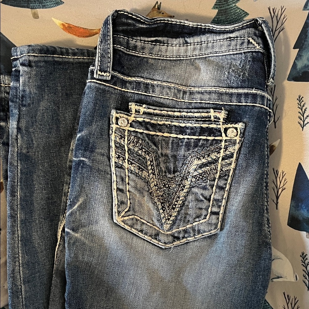 Vigoss Dark Blue Women's Jeans with Embroidered Pocket